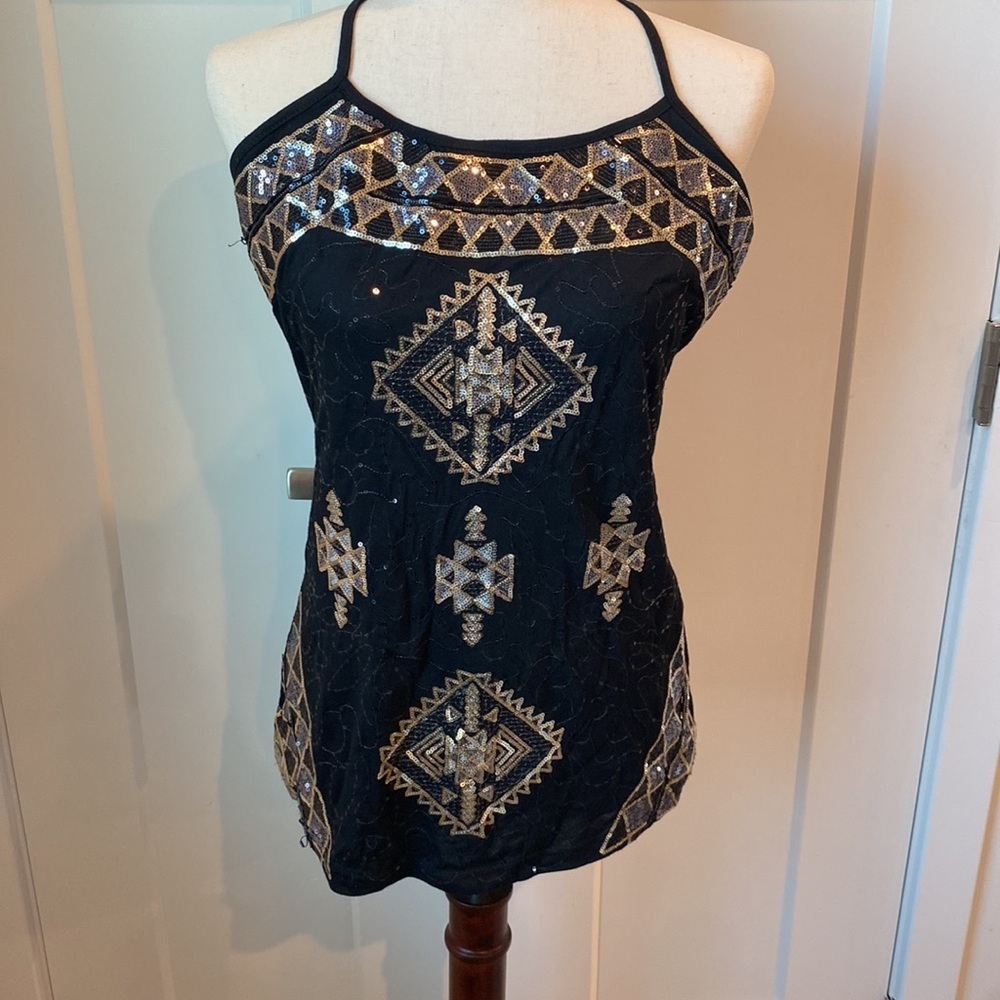 Black, Gold, & silver embellished forever 21 top size Large